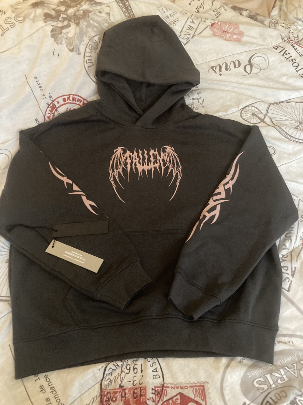 Brooklyn Cloth Black Hoodie with Pink Tribal Graphics